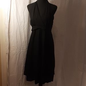 Vintage black gauzy halter cocktail dress 16